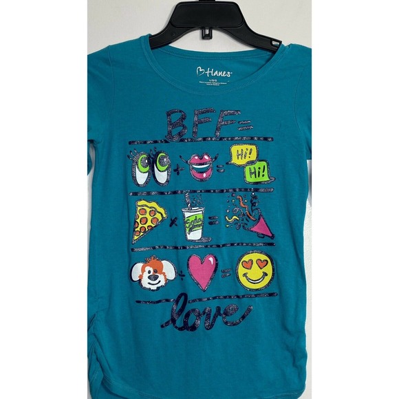 2 LOT Hanes & Girls Emojii Graphic Tee Top - Picture 8 of 12